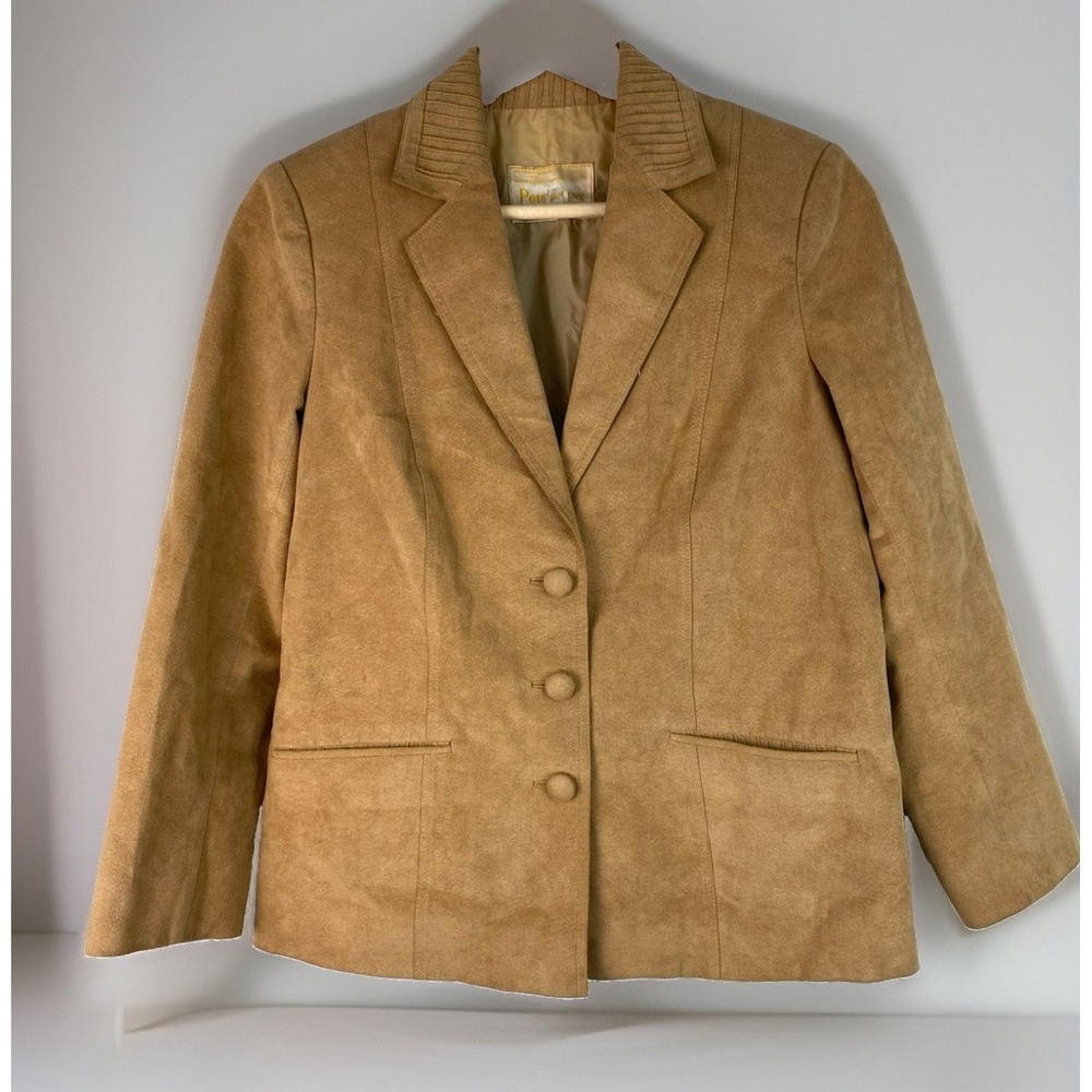 Vintage Pete Fashions Women's S/M Tan Suede Leather Custom Tailor Jacket